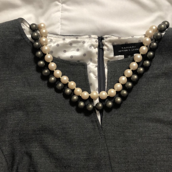 Tahari heather gray cap sleeve size 12 dress. - Picture 3 of 13